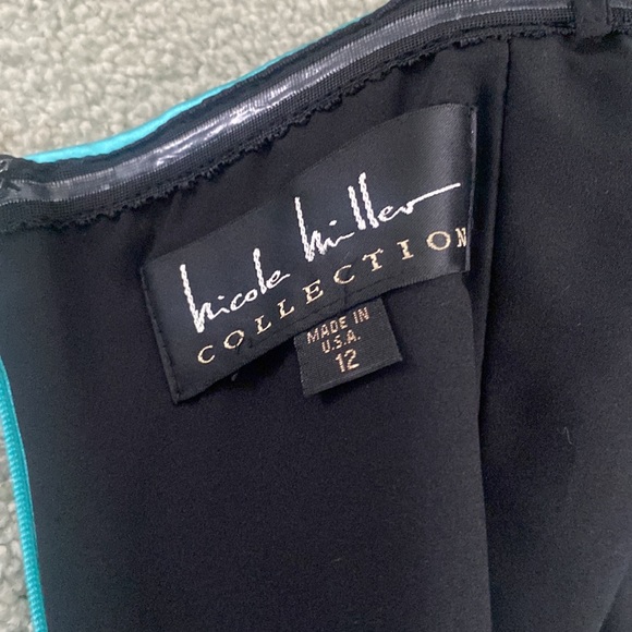 Nicole Miller Collection Prom Cocktail Dress Strapless Turquoise Satin 12 Mini L - Picture 4 of 4